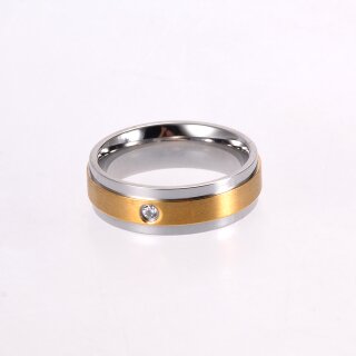 Damen Edelstahl Ring mit Stein 2- farbig